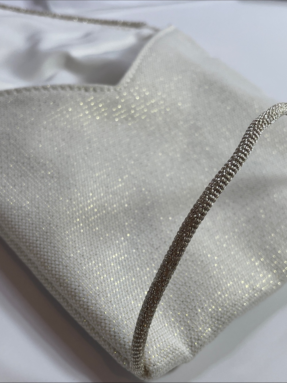 CHANEL Cream Gabrielle Fabric Pouch with Metal Plaque - Picture 6 of 9